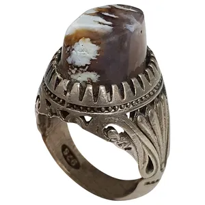 انگشتر نقره مردانه مدل عقیق حجر المراد AHM123280