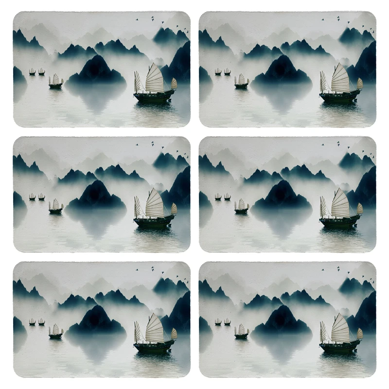 زیربشقابی طرح دریا کد 9221 بسته 6 عددی 