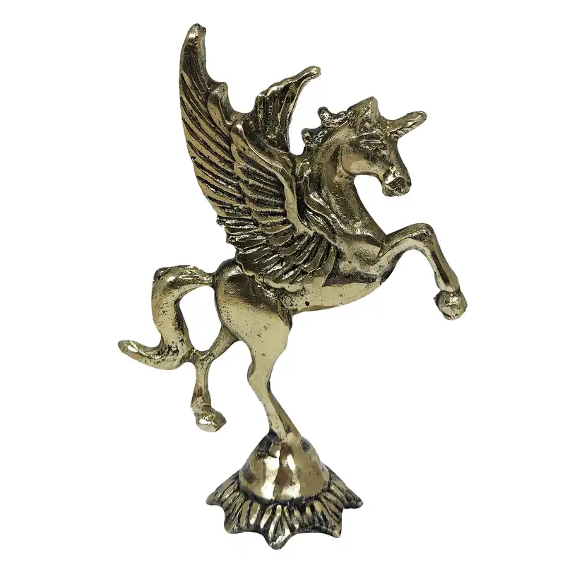 دکوری برنجی مدل اسب شاخ دار یک طرفه مجموعه 2 عددی