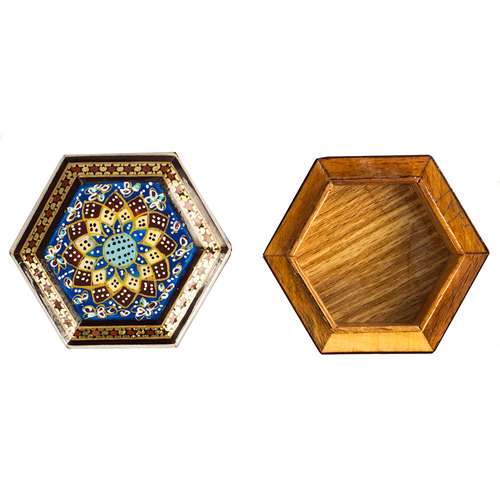 جا سکه ای خاتم کاری طرح شمسه تذهیب کد 6-1