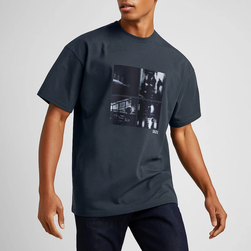 تی شرت اورسایز  آستین کوتاه مردانه نوزده نودیک مدل TS1973 DG