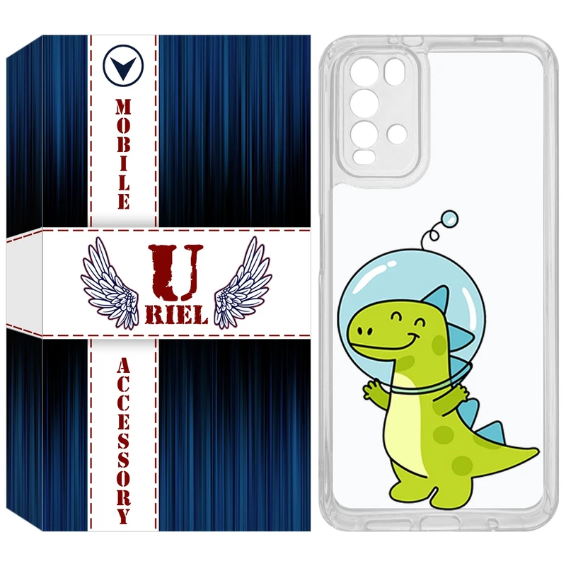 کاور یوریل مدل Clear کد 62 طرح دایناسور فضانورد مناسب برای گوشی موبایل شیائومی Redmi 9T / Poco M3