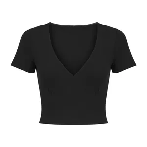 کراپ بلوز آستین کوتاه یقه هفت زنانه ناکد مدل 05248