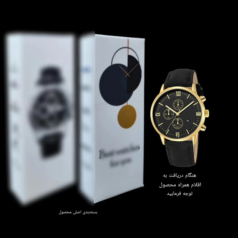 ساعت مچی عقربه‌ای مردانه مدل تک موتوره بند چرم تقویم دار