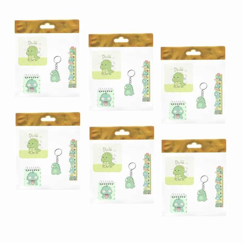 بسته لوازم تحریر مدل  4 تکه چوبی طرح دایناسور فانتزی کد 3 مجموعه 6 عددی