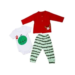 ست 3 تکه لباس نوزادی مدل هندوانه ای