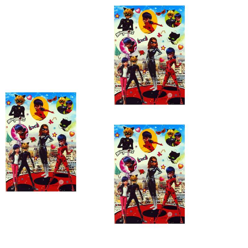 استیکر کودک طرح دختر کفشدوزکی و پسر گربه ای کد NO.K05 بسته 3 عددی