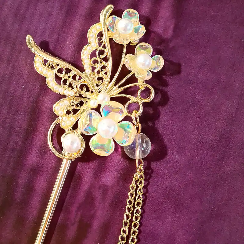 گیره مو زنانه مدل کانزاشی ژاپنی پروانه آویزدار کد brg 4205