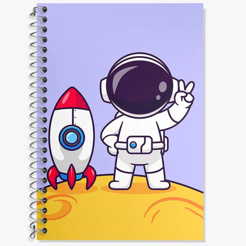 دفتر زبان 50 برگ خندالو مدل دو خط طرح فضانورد کد 25115