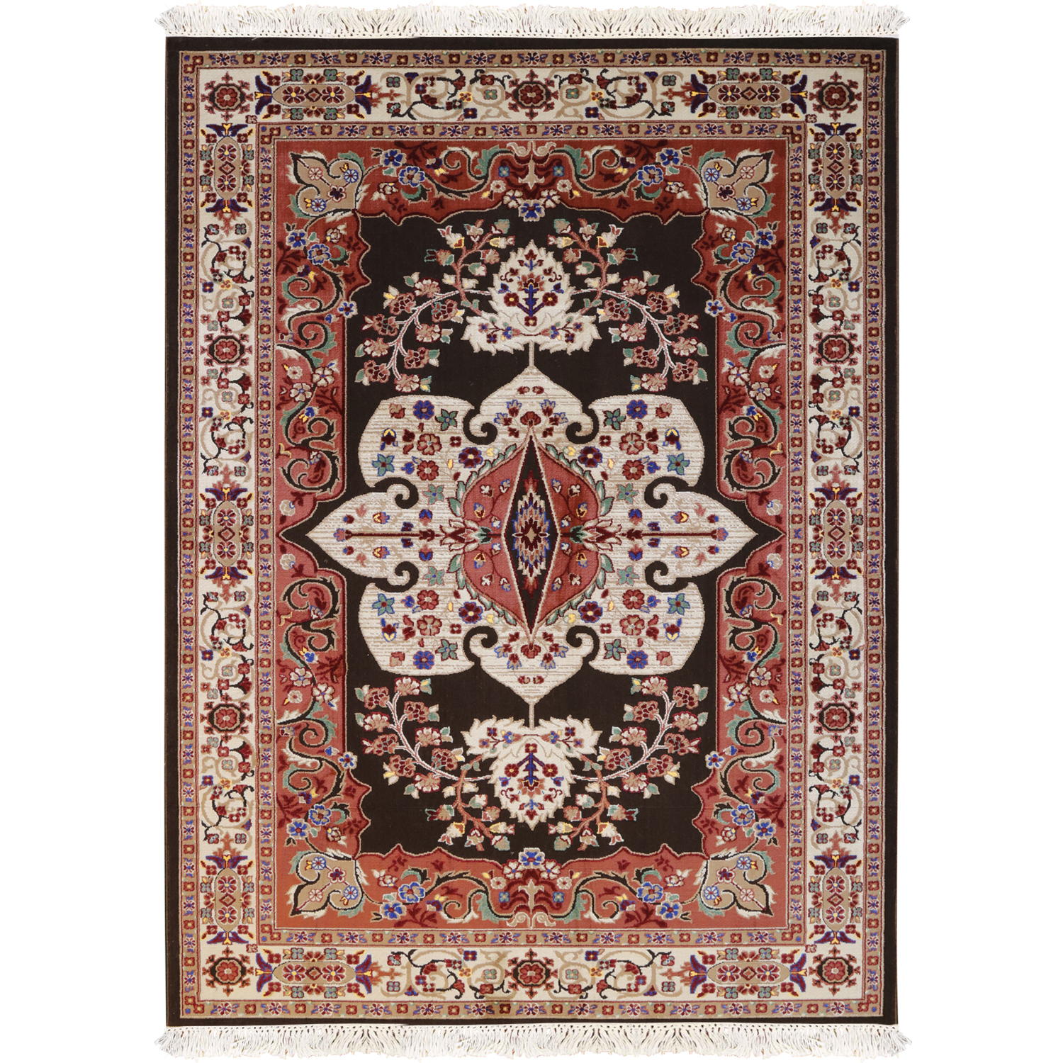 فرش ماشینی مهستان مدل کیلیم کد kilim36 زمینه گردویی