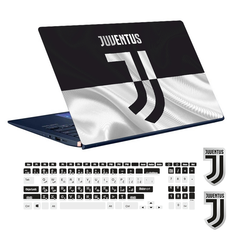 استیکر لپ تاپ توییجین و موییجین طرح Juventus کد 01 مناسب برای لپ تاپ 15.6 به همراه برچسب حروف فارسی کیبورد