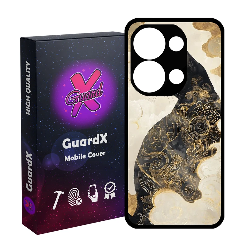 کاور گارد ایکس طرح گربه مدل Glass10805 مناسب برای گوشی موبایل شیائومی Redmi Note 13 Pro 4G / Poco M6 Pro 4G