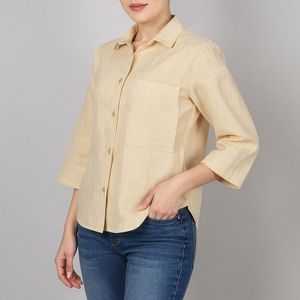 شومیز آستین سه ربع یقه برگردان زنانه السانا مدل سارال کد 224108 رنگ کرم