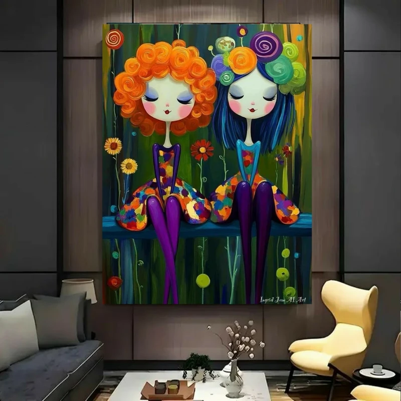 پوستر پارچه ای طرح مخمل نقاشی مدل همنشینی کد BK23892