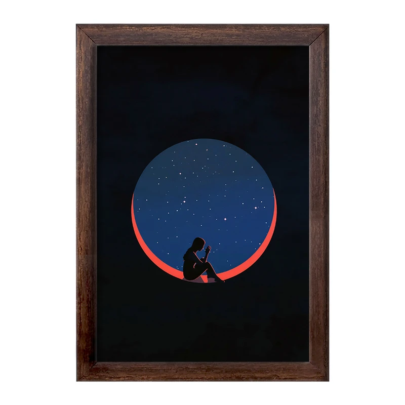 تابلو خندالو طرح دختر و کهکشان کد F3595