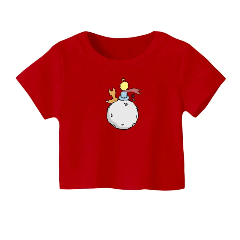 کراپ‌ تی‌شرت آستین کوتاه زنانه مدل شازده کوچولو کد 01