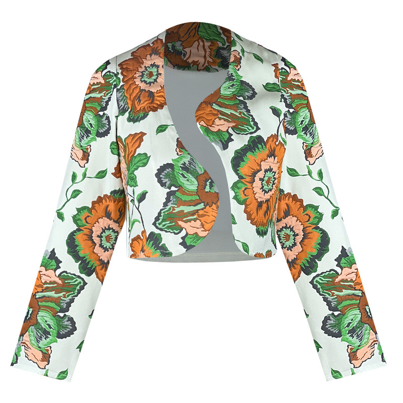 کت زنانه مدل کراپ گل دار کد AK1129