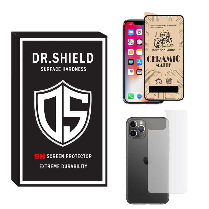 محافظ صفحه نمایش سرامیکی مات دکتر شیلد مدل TCMPDR-06 مناسب برای گوشی موبایل اپل Iphone 11Pro به همراه محافظ پشت گوشی