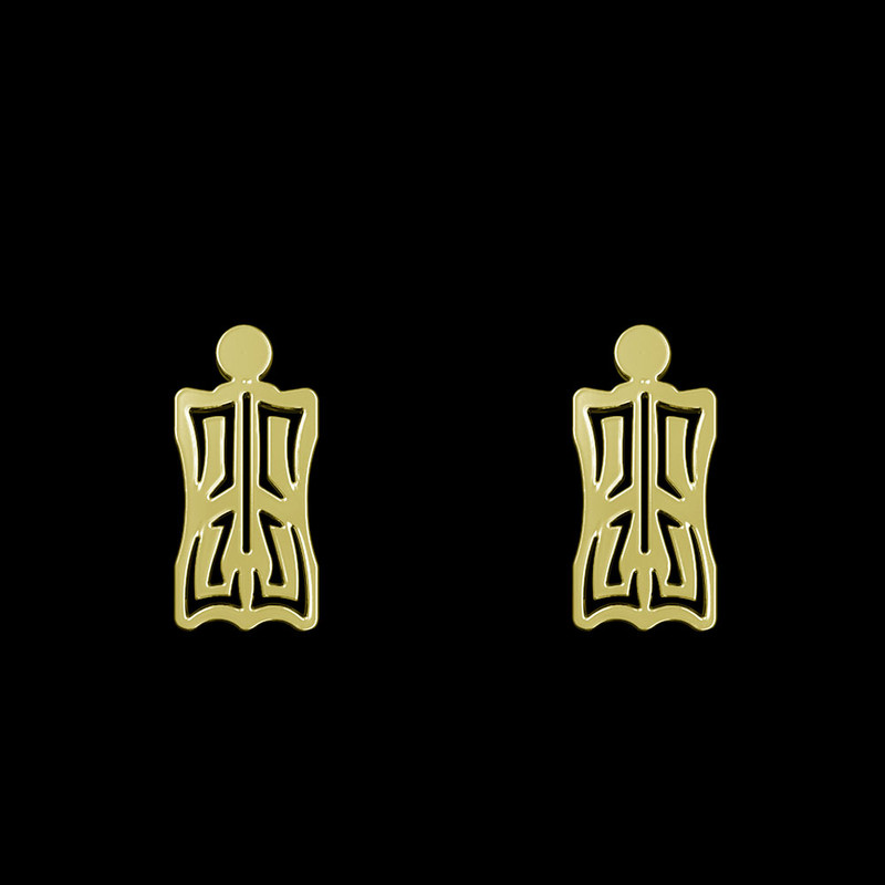 گوشواره طلا 18 عیار زنانه مدوپد مدل هندسی کد GA1-13662