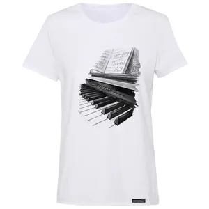 تی شرت آستین کوتاه زنانه 27 مدل Digital Piano کد MH955