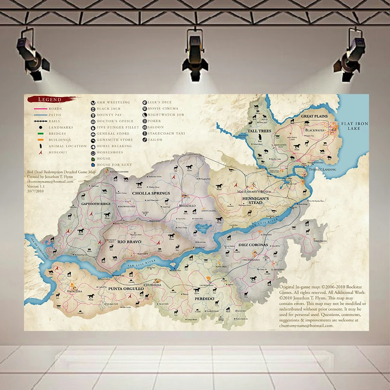  پوستر طرح بک لایت مدل نقشه گیم Red Dead Redemption کد AR32215