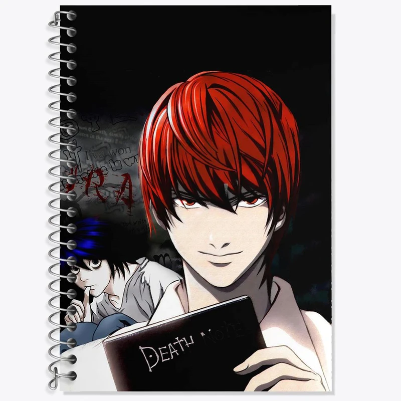 دفتر زبان 50 برگ خندالو مدل سه خط طرح لایت و ال انیمه دفترچه مرگ Death Note کد 11305