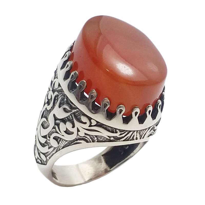 انگشتر نقره مردانه مدل عقیق یمن کد 4184101