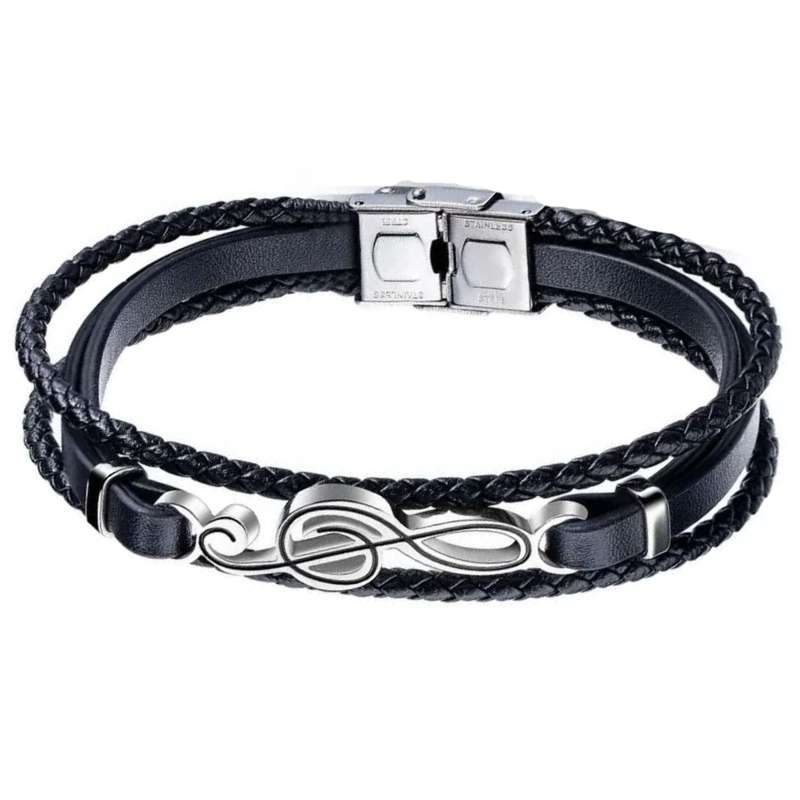 دستبند مردانه گالری گوهرسنگ مدل نت موسیقی کد GS2025PLUS