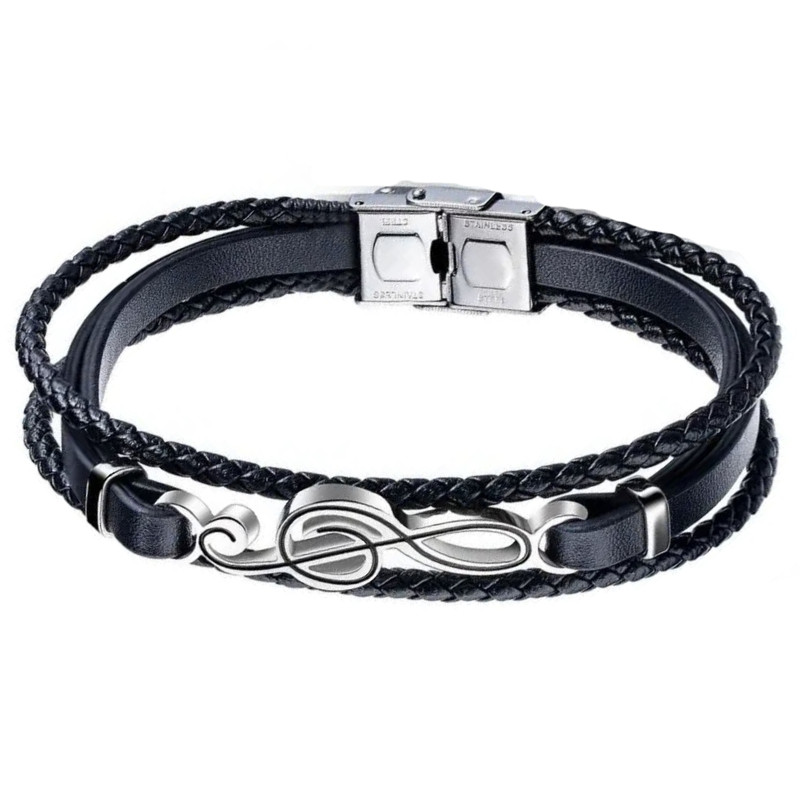 دستبند مردانه گالری گوهرسنگ مدل نت موسیقی کد GS2025PLUS