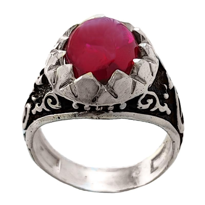 انگشتر نقره مردانه مدل یاقوت آلمانی MG5019