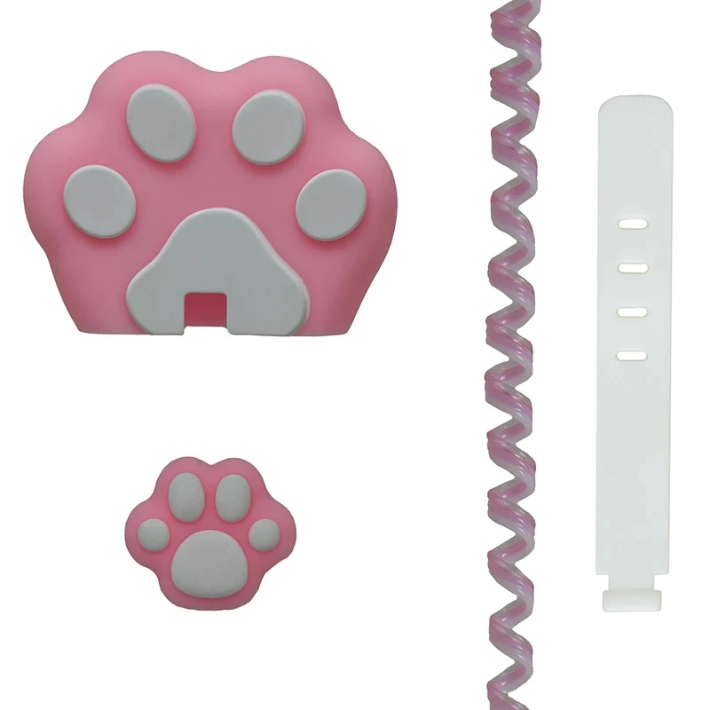 محافظ کابل وال کیس قاب شیک طرح پنجه کیوت به همراه محافظ شارژر دیواری مجموعه 4 عددی