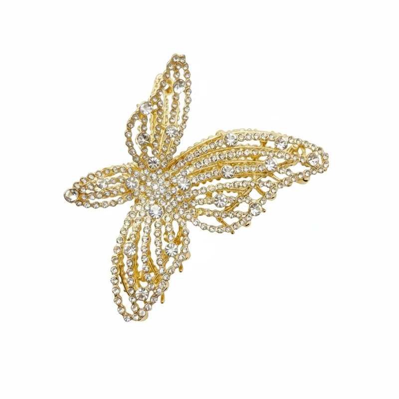 کلیپس مو زنانه مدل  فلزی نگین دار طرح پروانه