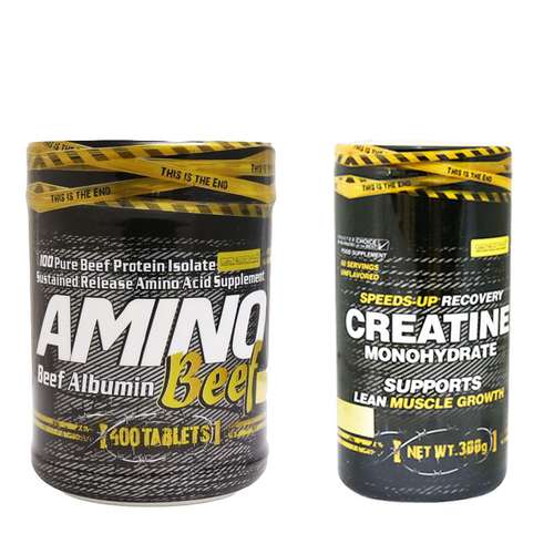 پودر کراتین مونوهیدرات ژن استار - 300 گرم و قرص آمینو بیف ژن استار بسته 400 عددی
