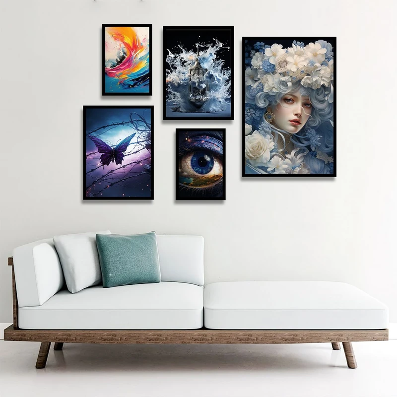 تابلو بکلیت طرح نقاشی مدرن مدل شاین اکلیلی B-1260 مجموعه 5 عددی