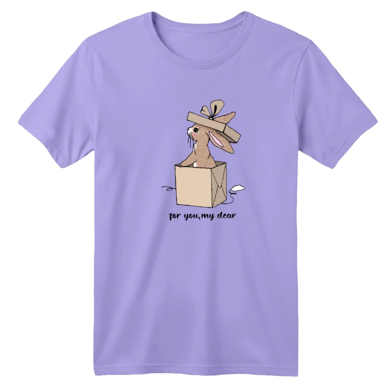 تی‌شرت آستین کوتاه لانگ یقه گرد  بچگانه مدل خرگوش و کادو