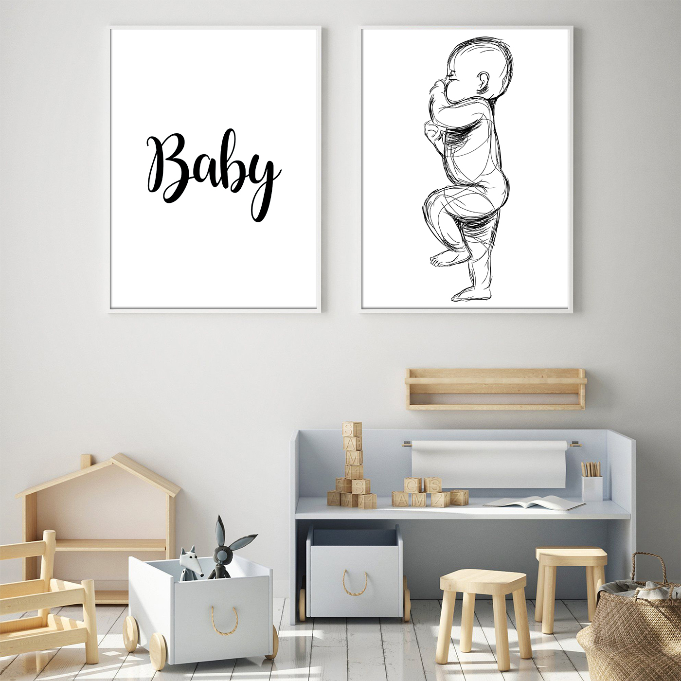 تابلو کودک و نوزاد مدل TC115 baby مجموعه 2 عددی