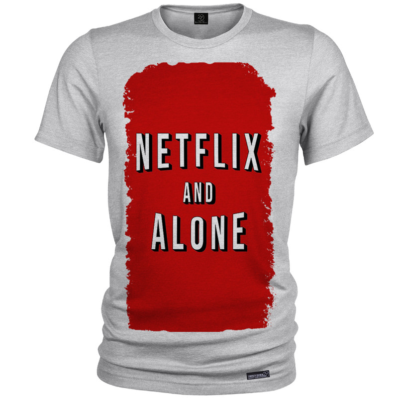 تی شرت آستین کوتاه مردانه 27 مدل Netflix and Alone کد MH1255