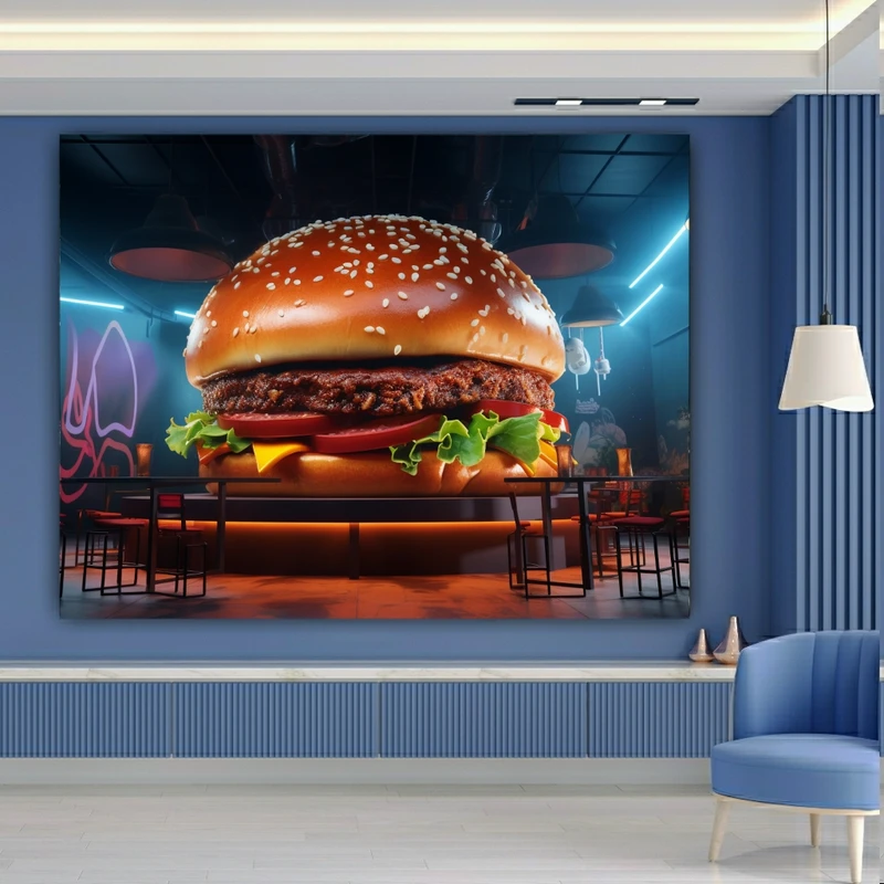  پوستر طرح مخمل همبرگر مدل غول برگر کد FP104822