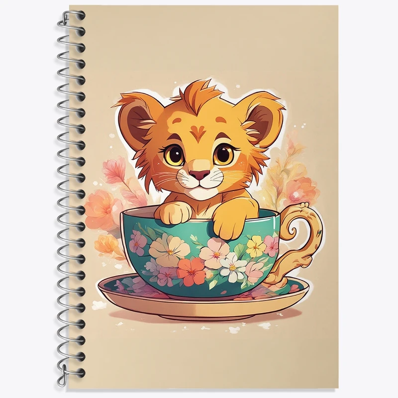 دفتر زبان 50 برگ خندالو مدل سه خط طرح بچه شیر کد N1408