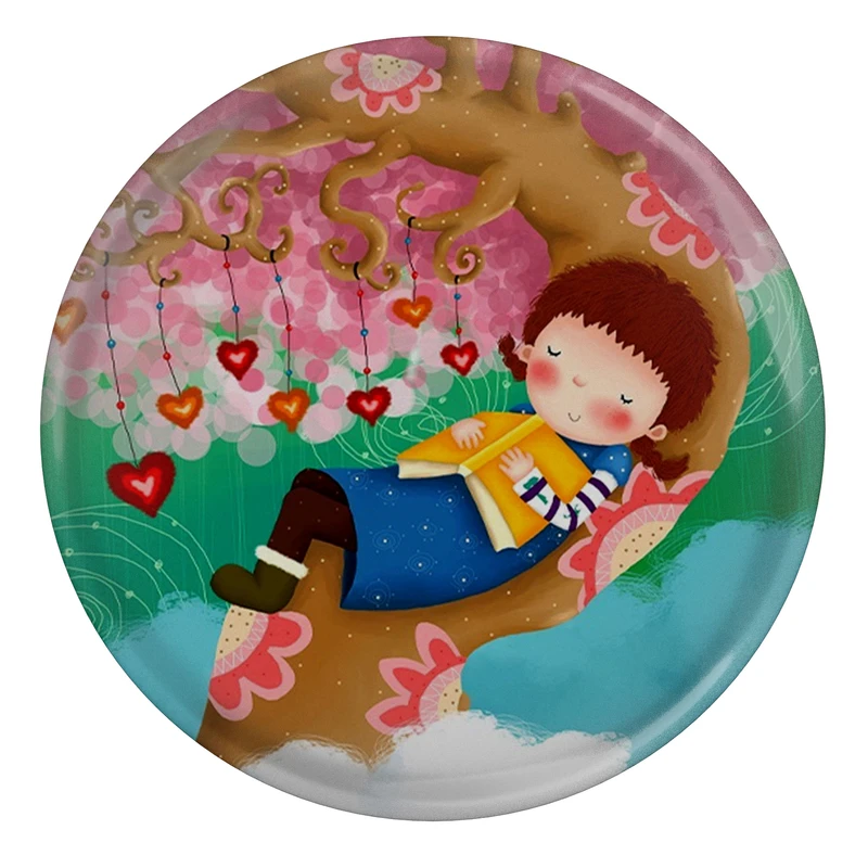 مگنت طرح کارتون دختر و درخت و کتاب مدل S10373 