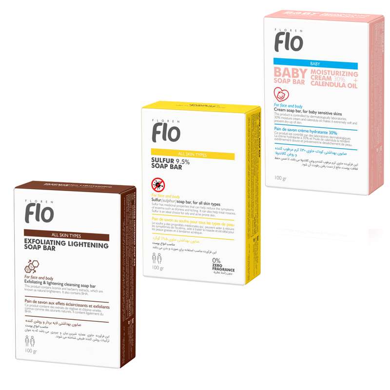 صابون شستشو فلو مدل بیوتی وزن ۱۰۰ گرم مجموعه 3 عددی