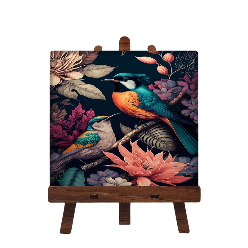 کاشی مبین ایده مدل گل و مرغ ch10 کد 1354 به همراه پایه