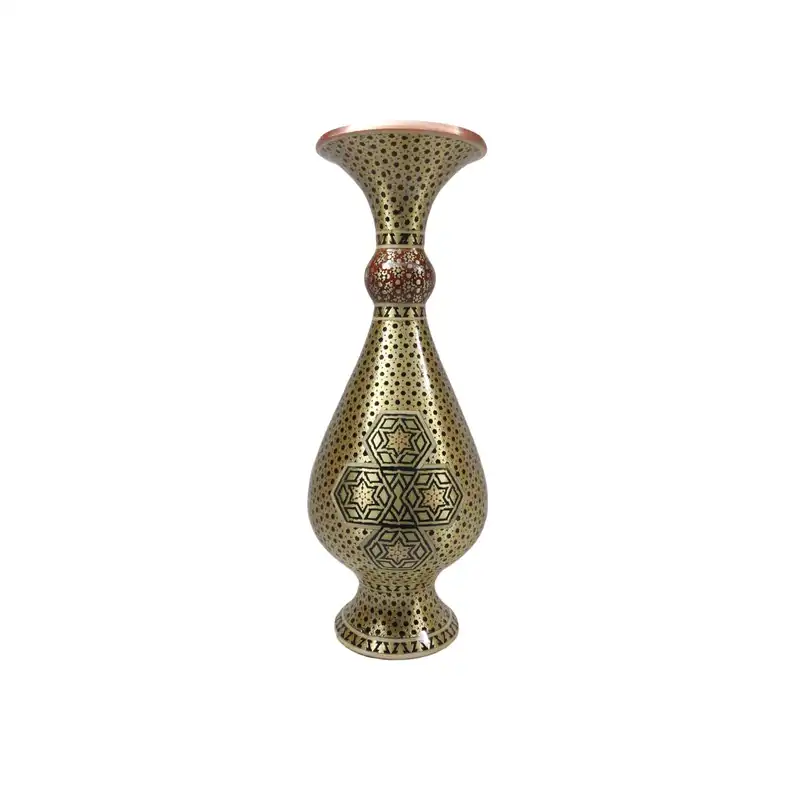 ست 3 تکه گلدان و شکلات خوری خاتم کاری مسی کد 01