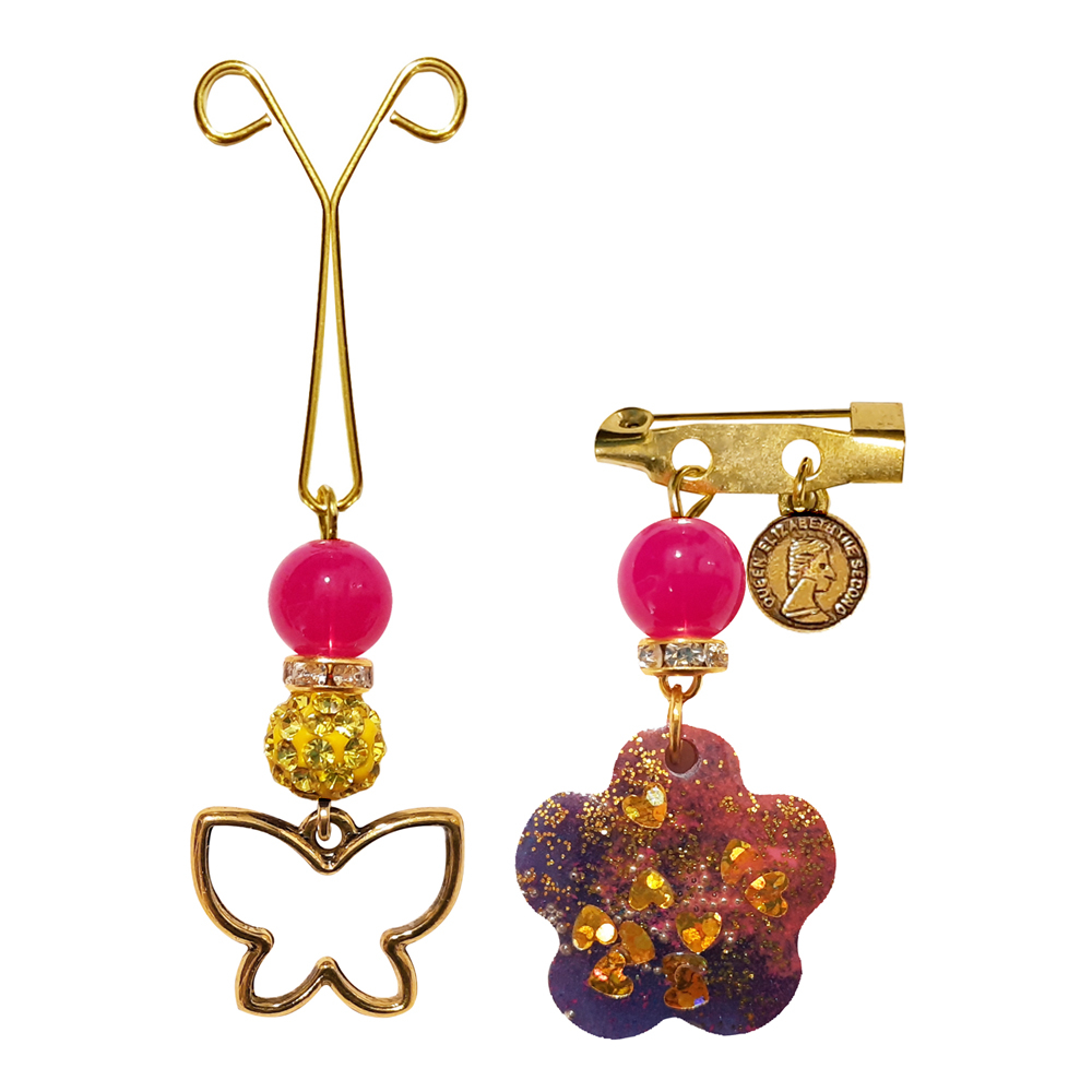 ست سنجاق سینه و گیره روسری طرح پروانه کد PM SE 67