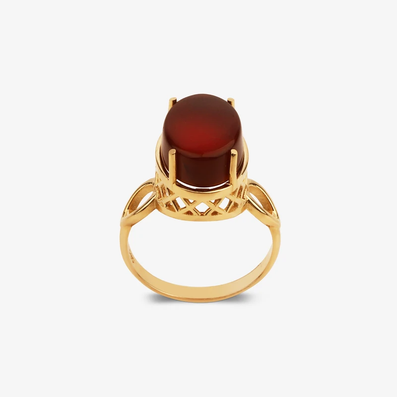 انگشتر طلا کم اجرت 18 عیار زنانه گلدم مدل عقیق R344008 سایز 56