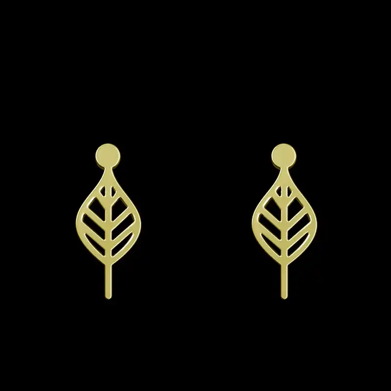 گوشواره طلا 18 عیار زنانه مدوپد مدل برگ کد GA1-16029