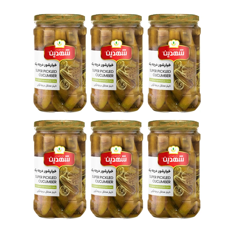 خیارشور درجه یک شهدین - 660 گرم بسته 6 عددی