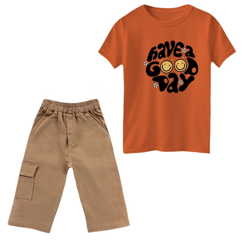 ست تی‌شرت و شلوارک پسرانه مدل روز خوبی داشته باش