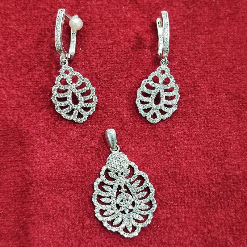 نیم ست نقره زنانه مدل جواهری کد NS9010