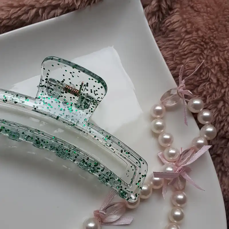 کلیپس مو زنانه مدل اکلیلی شیشه ای باریک